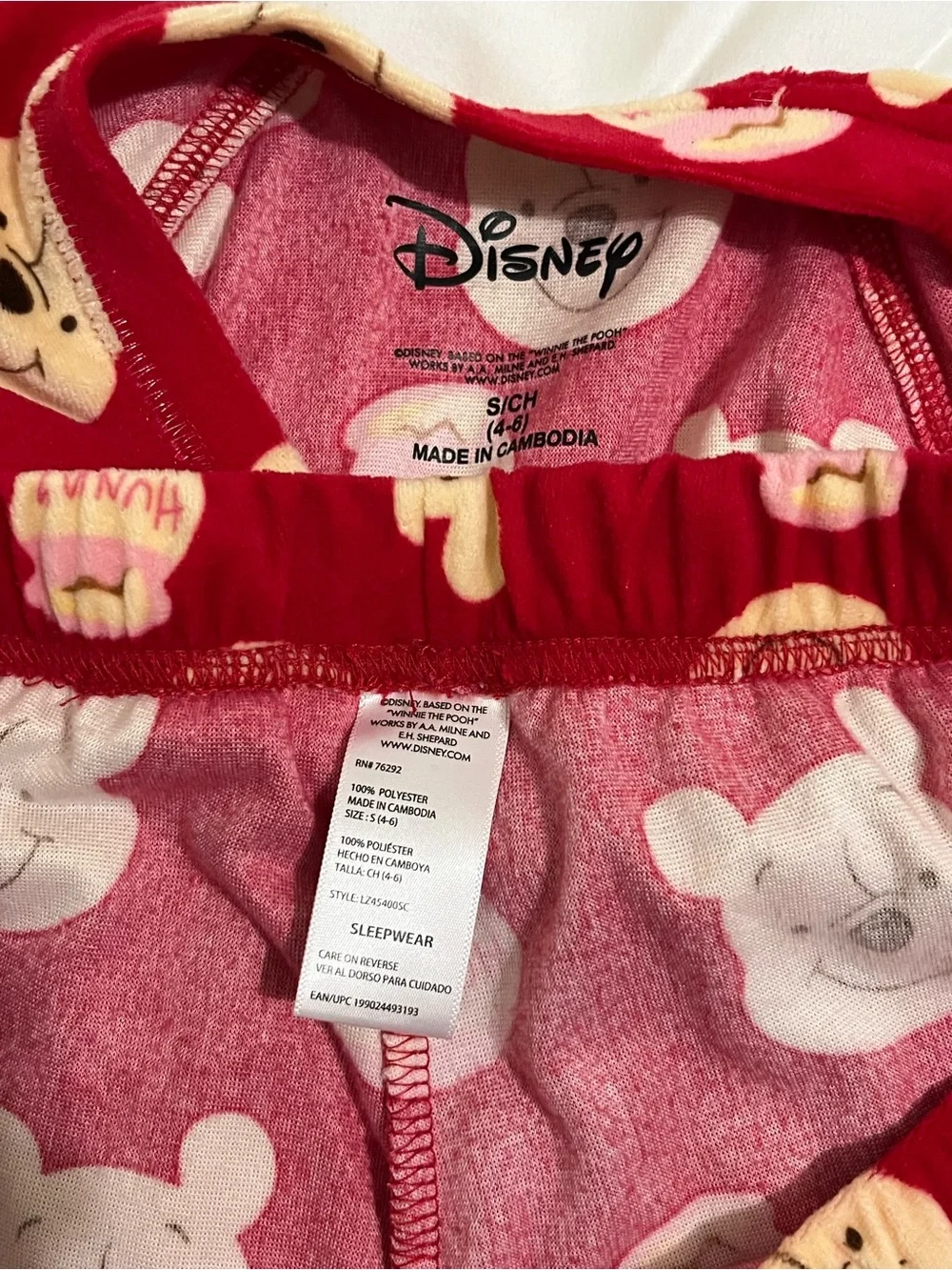 Disney Red Winnie the Pooh Top & Pants Pajama Set Women’s Size Small 4-6 - Picture 3 of 4